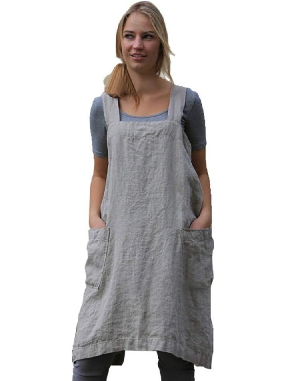 Women's Pinafore Square Apron Baking Cooking Gardening Works Cross Back Cotton/L